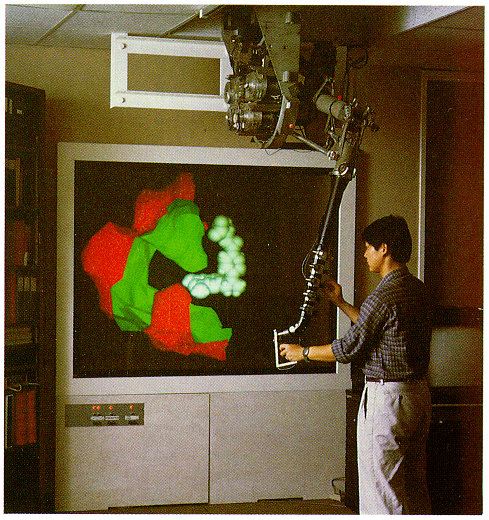 Χρήστης χειρίζεται τον βραχίονα Argonne Remote Manipulator (ARM)
